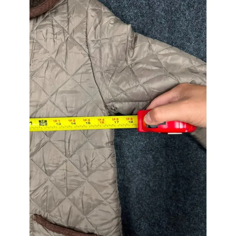 Lavenham England Quilted Jacket Womens US Small Brown Fleece Lined Coat UK 36